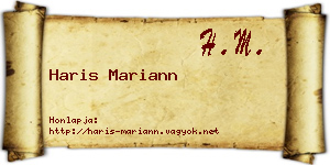 Haris Mariann névjegykártya